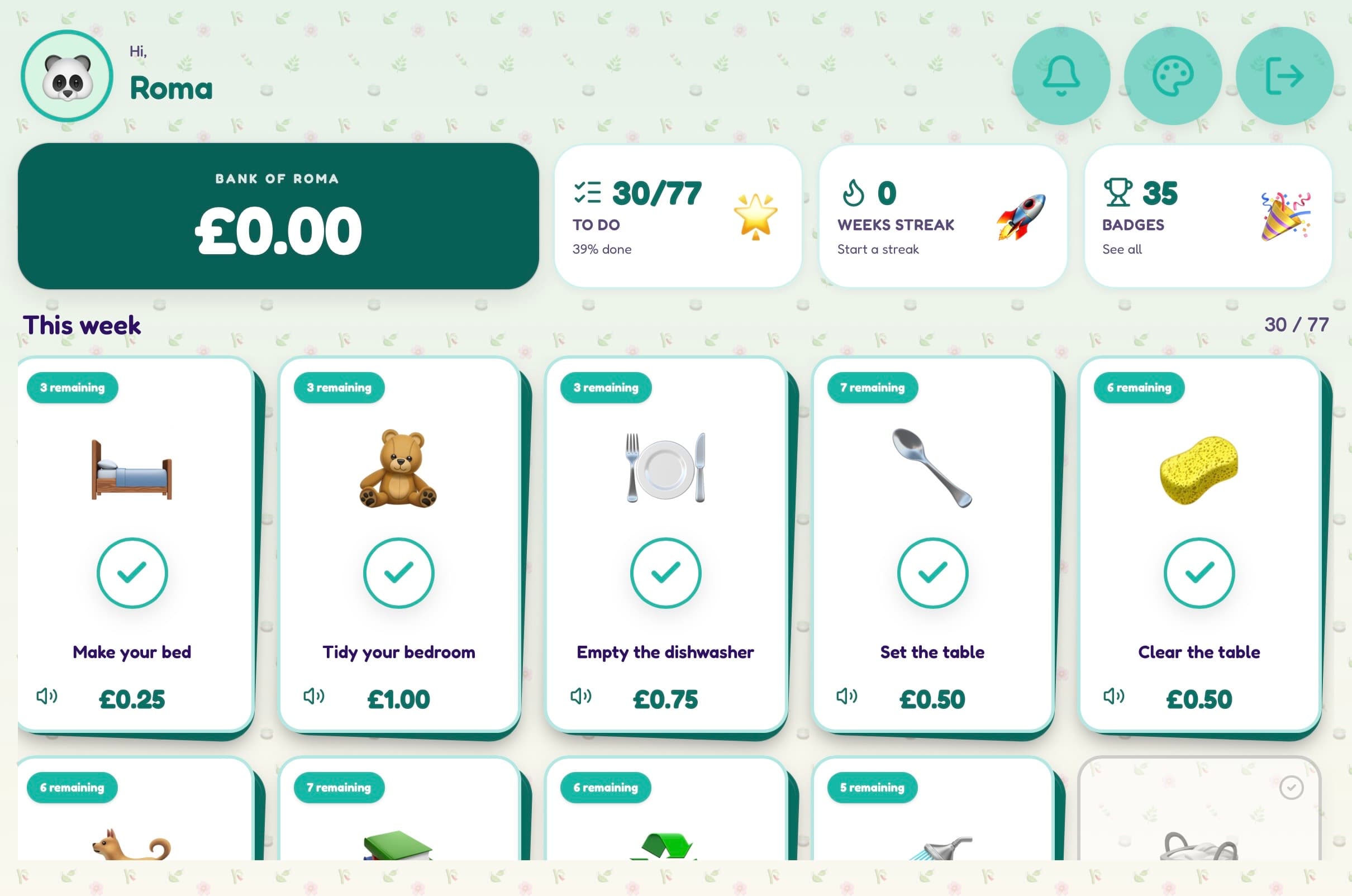 TickBucks Kid Dashboard
